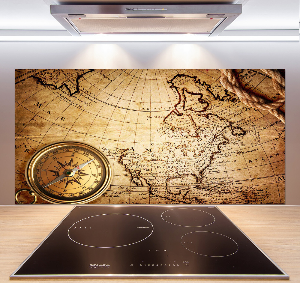 Cooker splashback Compass on the map