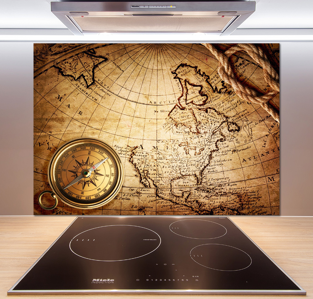 Cooker splashback Compass on the map