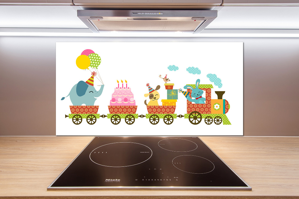 Cooker splashback Cheerful train