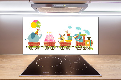 Cooker splashback Cheerful train