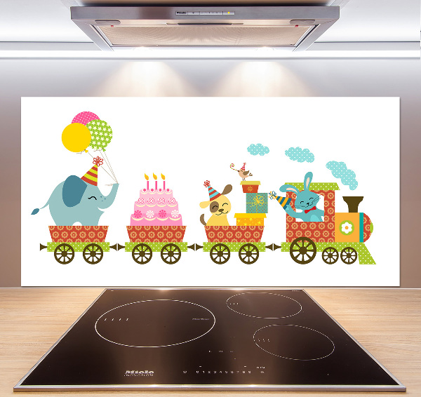 Cooker splashback Cheerful train