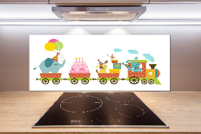 Cooker splashback Cheerful train