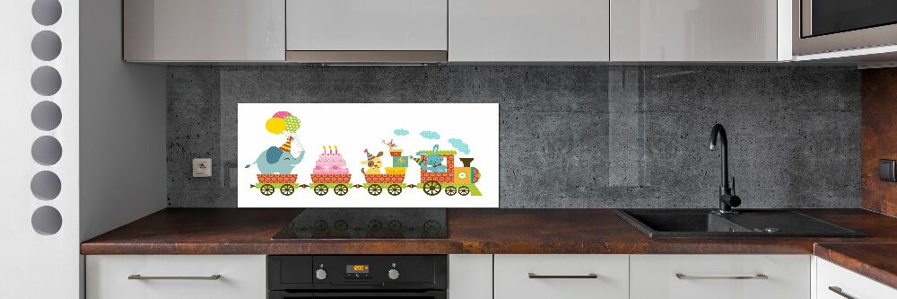 Cooker splashback Cheerful train