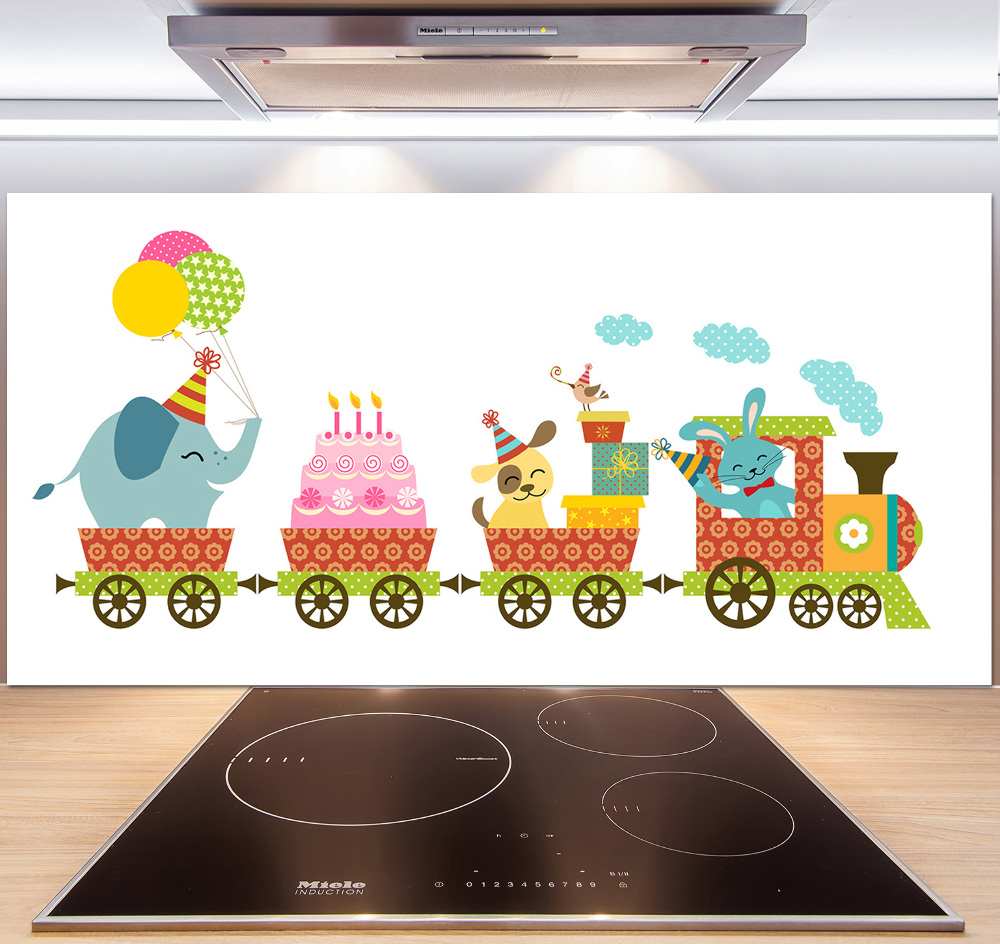 Cooker splashback Cheerful train