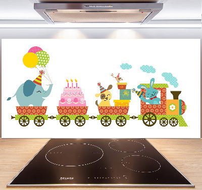 Cooker splashback Cheerful train