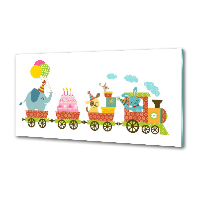 Cooker splashback Cheerful train