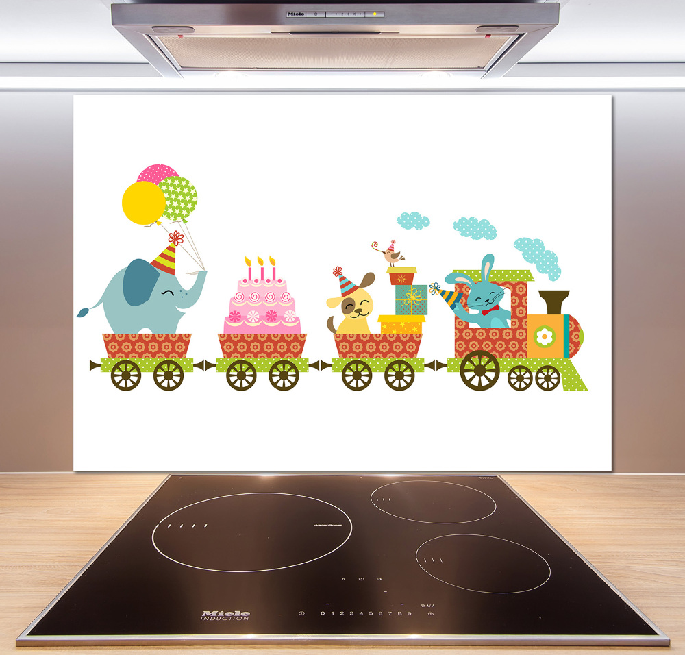 Cooker splashback Cheerful train