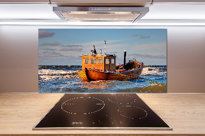 Cooker splashback Fishing boat