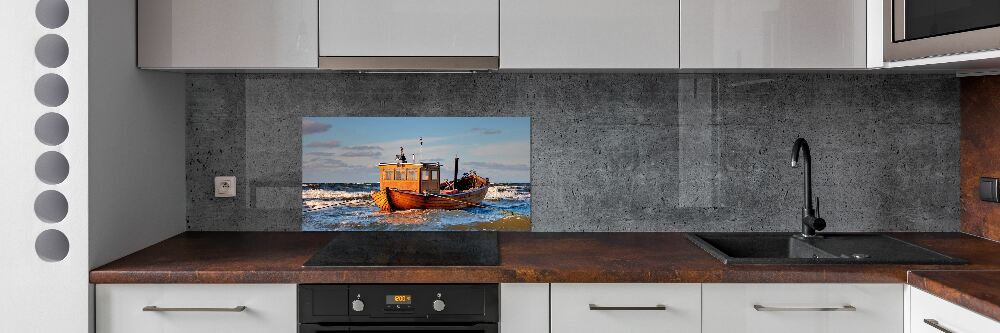 Cooker splashback Fishing boat