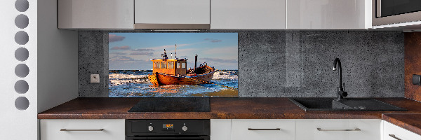 Cooker splashback Fishing boat