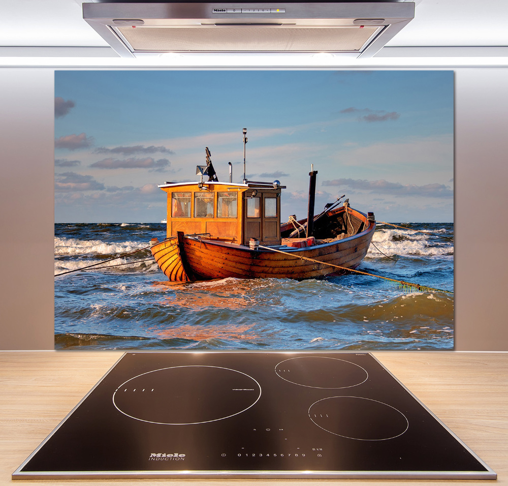 Cooker splashback Fishing boat