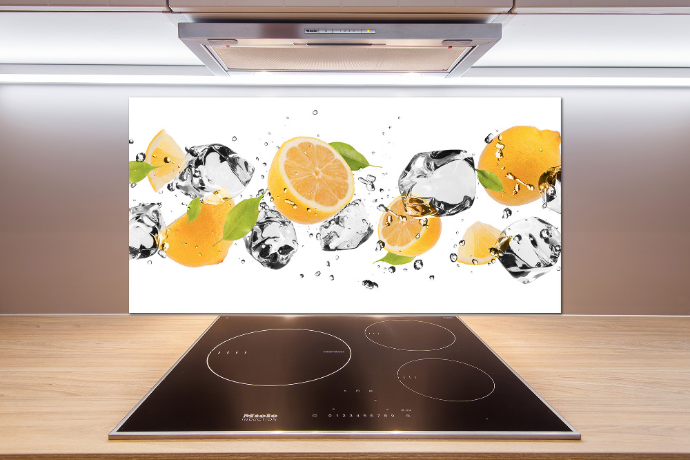 Glass splashback Lemon and water