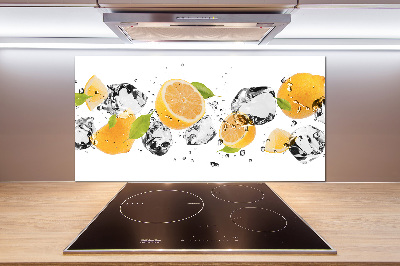 Glass splashback Lemon and water