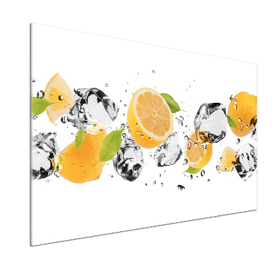 Glass splashback Lemon and water