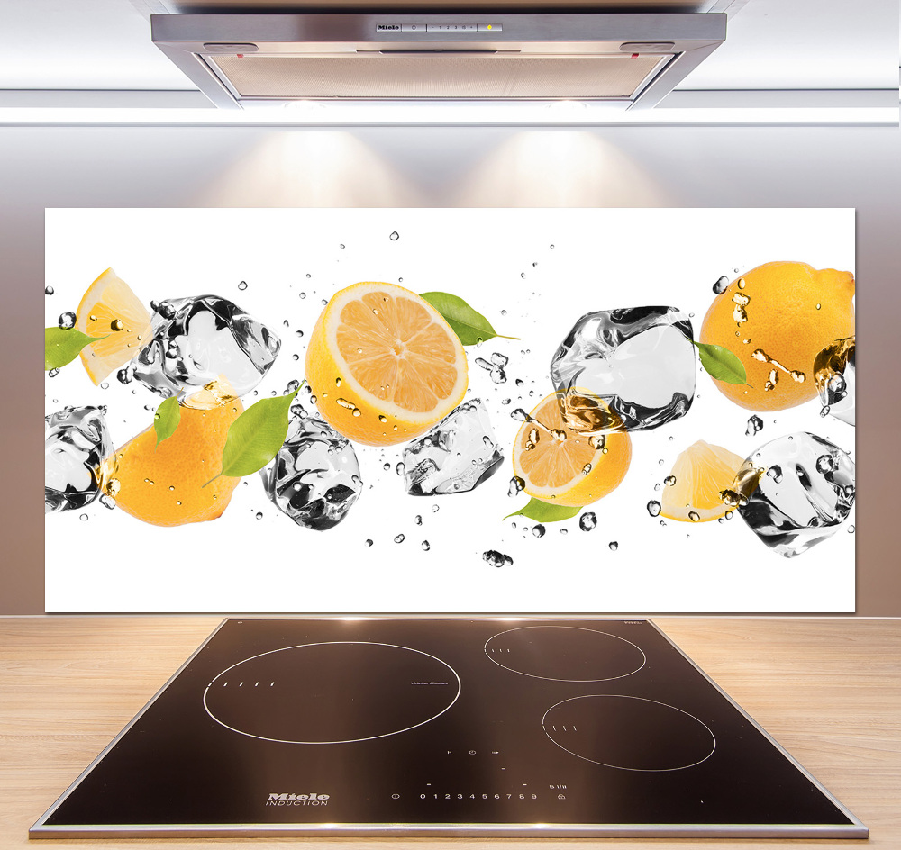 Glass splashback Lemon and water