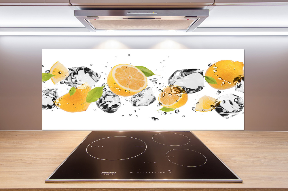 Glass splashback Lemon and water