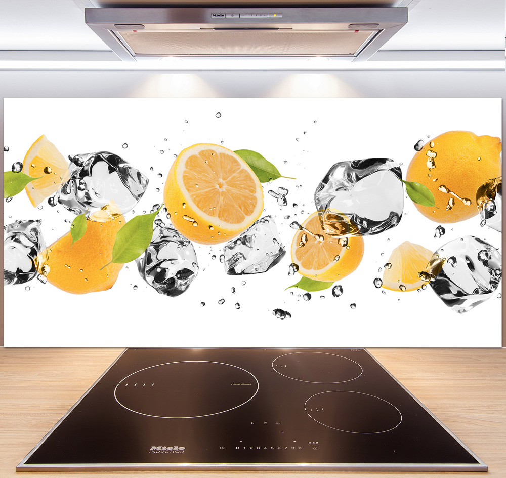 Glass splashback Lemon and water