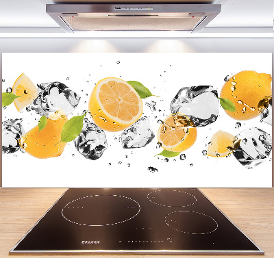 Glass splashback Lemon and water