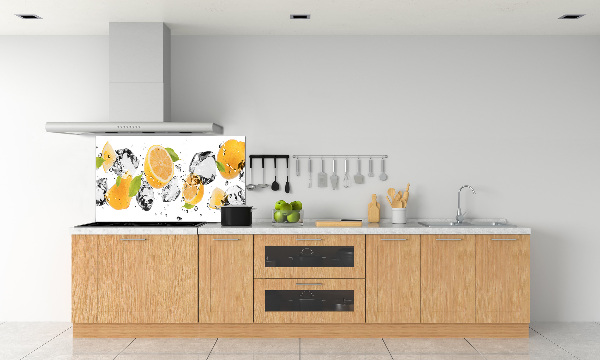 Glass splashback Lemon and water