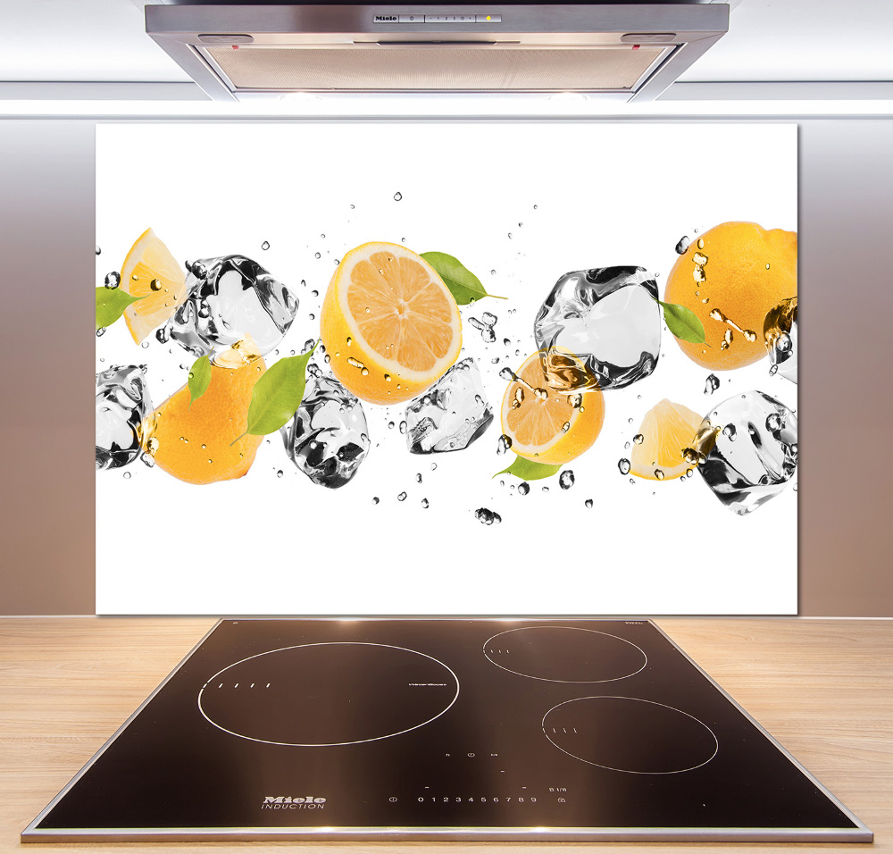 Glass splashback Lemon and water