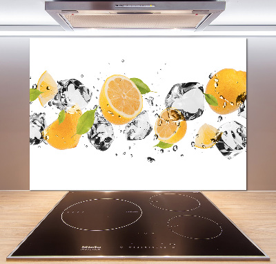 Glass splashback Lemon and water