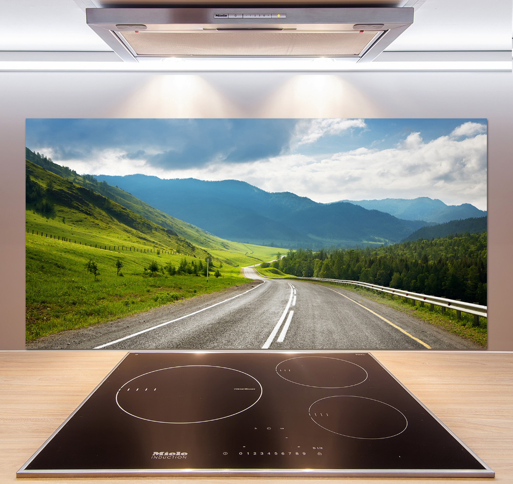 Cooker splashback Road in the mountains