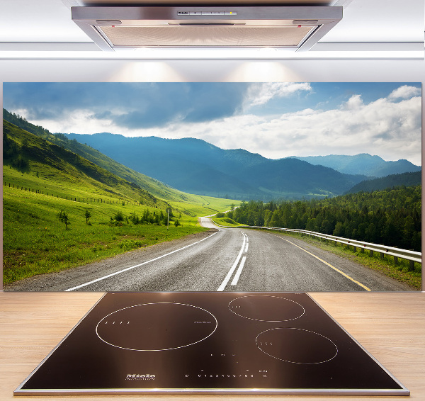 Cooker splashback Road in the mountains