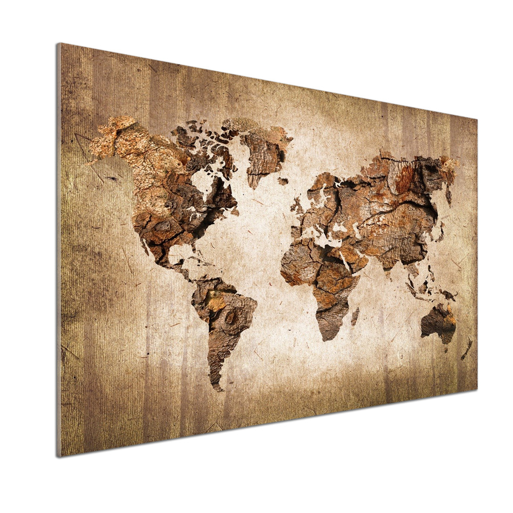 Cooker splashback World map wood