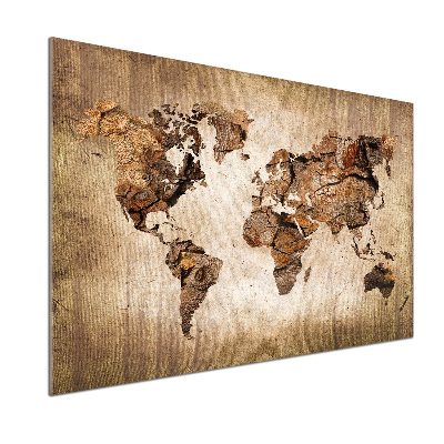 Cooker splashback World map wood