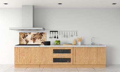 Cooker splashback World map wood