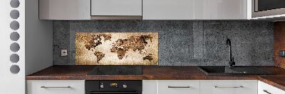 Cooker splashback World map wood