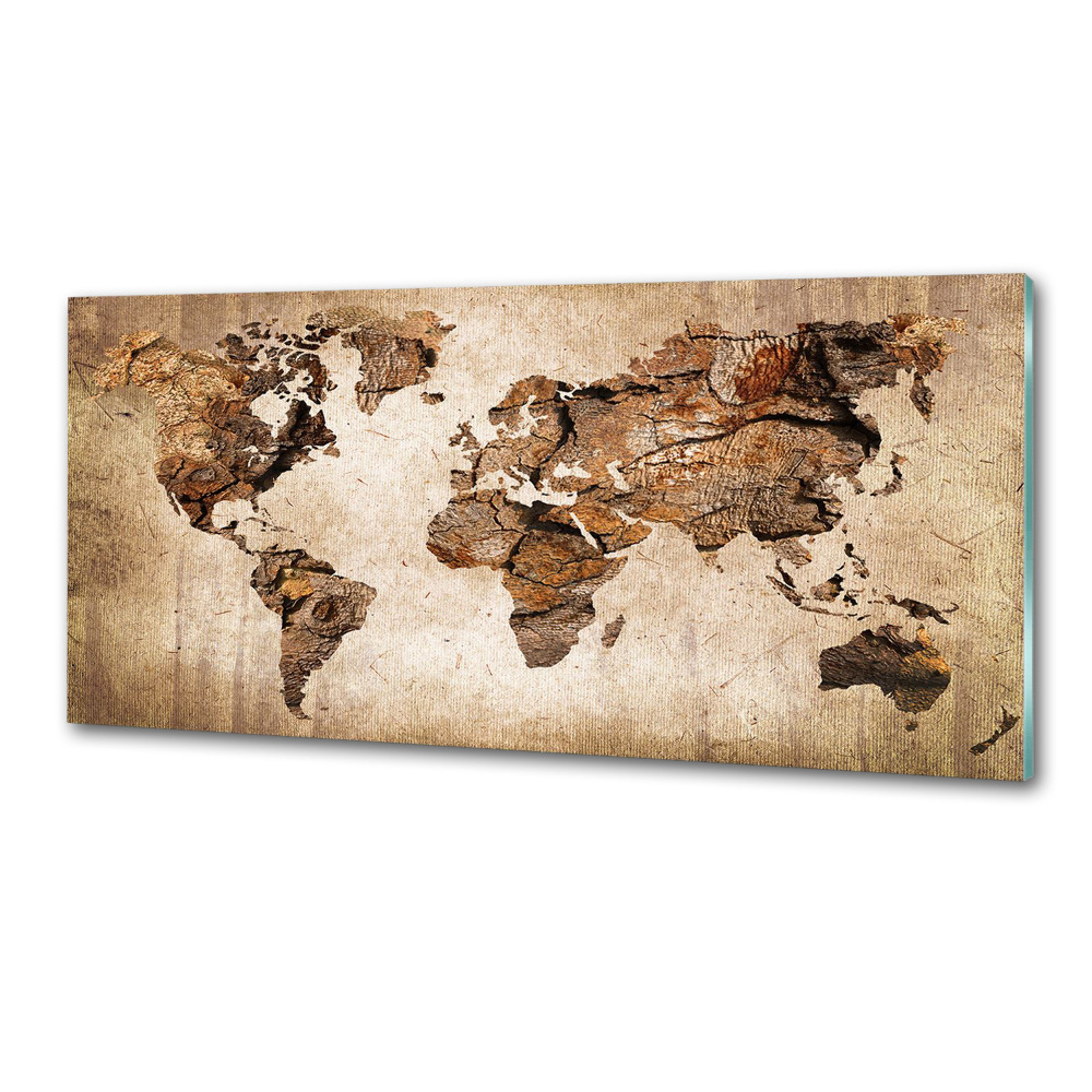 Cooker splashback World map wood