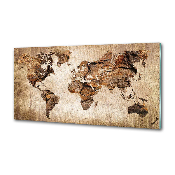 Cooker splashback World map wood