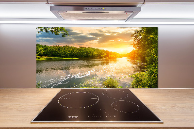 Cooker splashback Twilight on the river