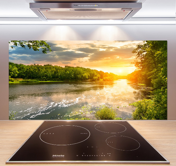 Cooker splashback Twilight on the river