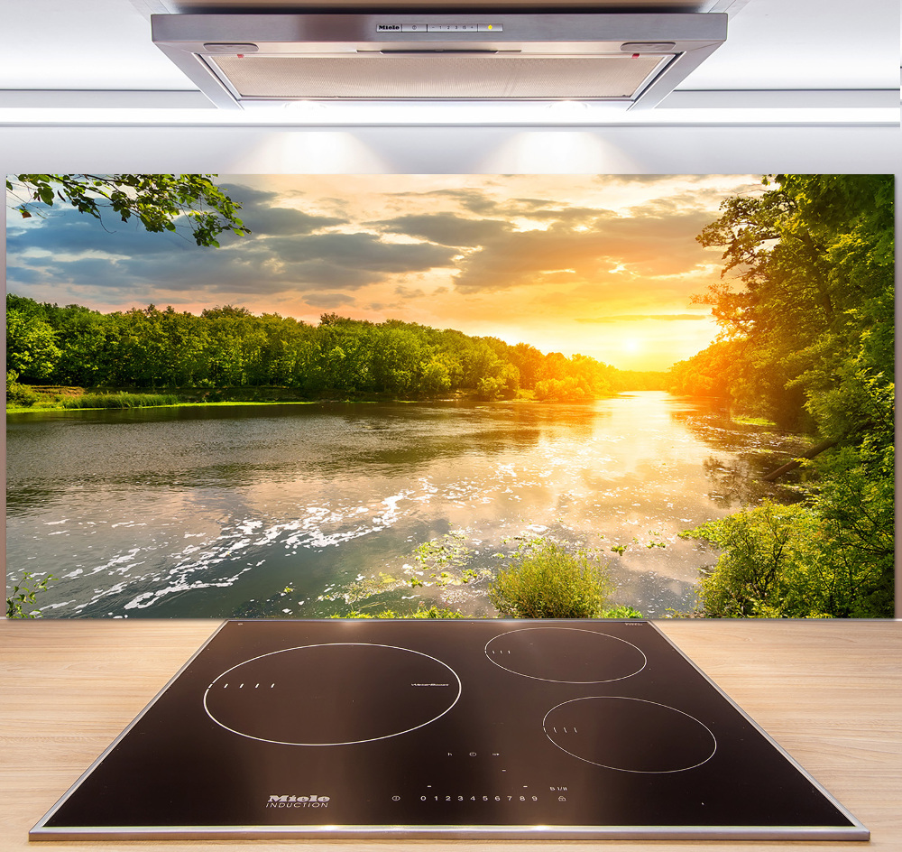 Cooker splashback Twilight on the river