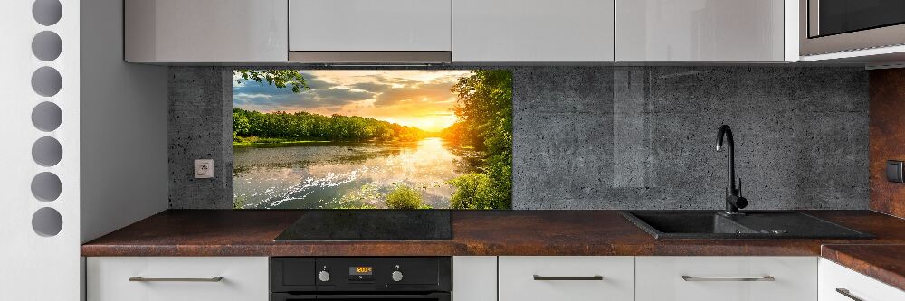 Cooker splashback Twilight on the river