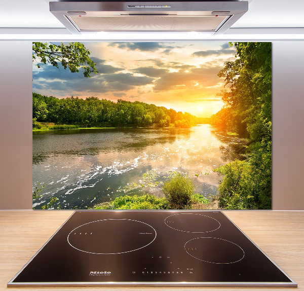 Cooker splashback Twilight on the river