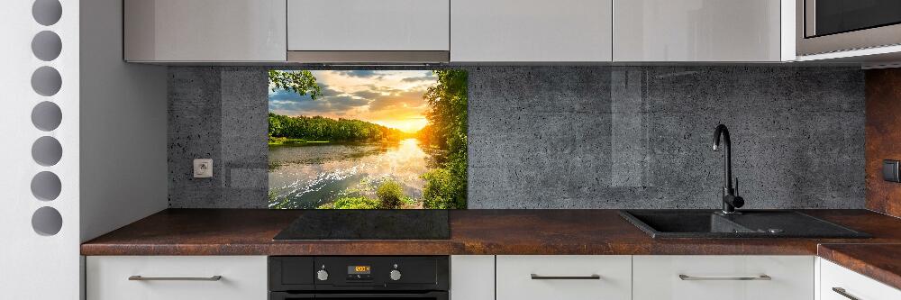 Cooker splashback Twilight on the river