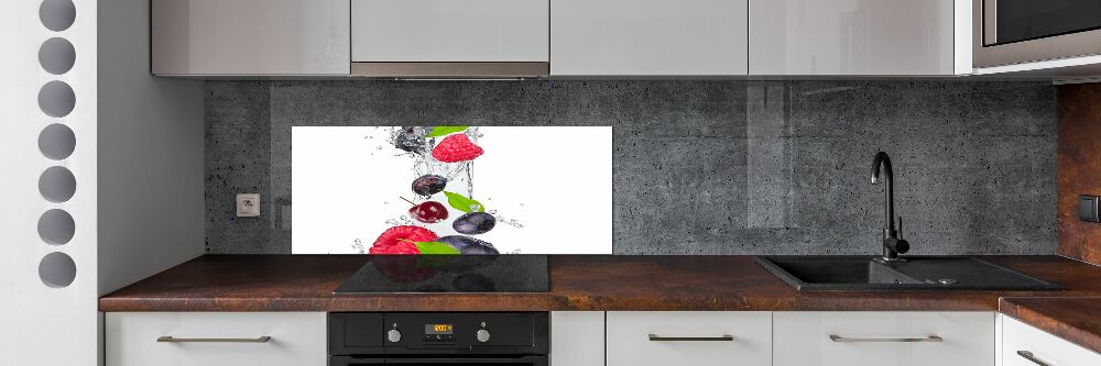 Glass splashback Fruit and water