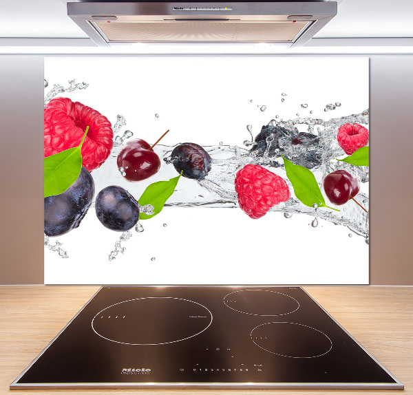 Glass splashback Fruit and water