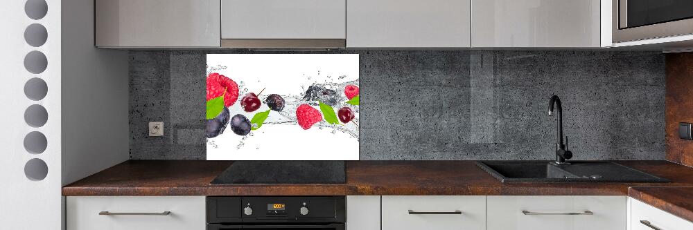 Glass splashback Fruit and water