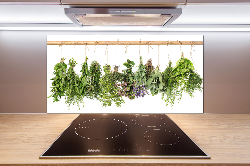 Cooker splashback Herbs on a string