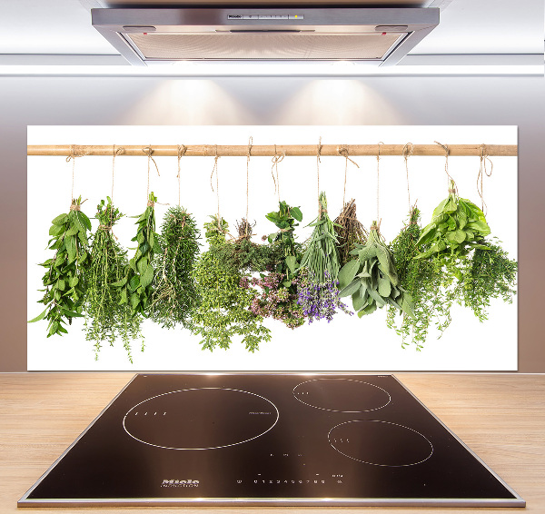 Cooker splashback Herbs on a string