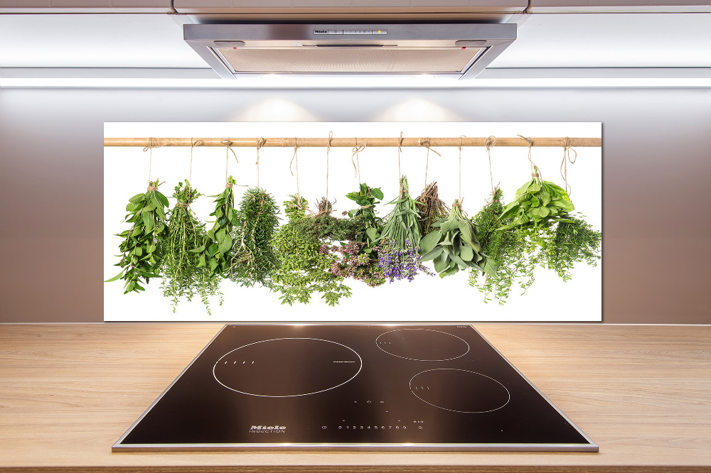 Cooker splashback Herbs on a string