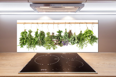 Cooker splashback Herbs on a string