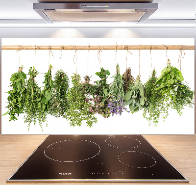 Cooker splashback Herbs on a string