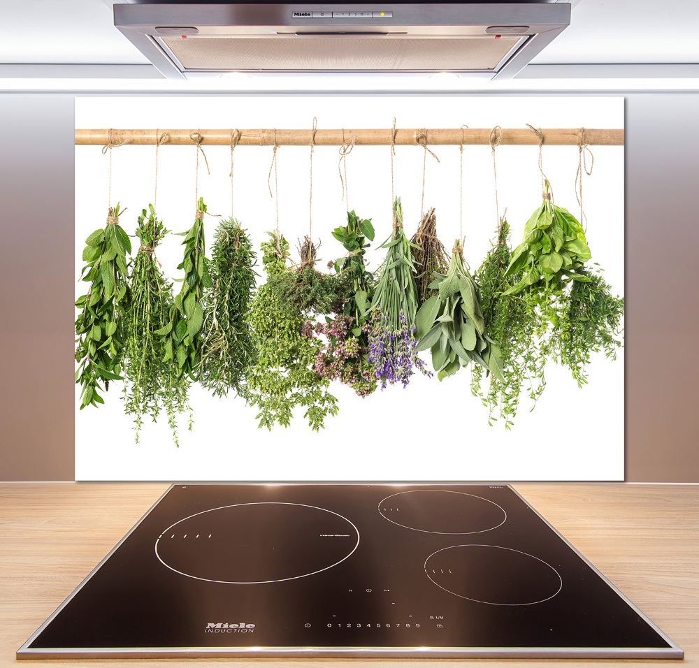 Cooker splashback Herbs on a string