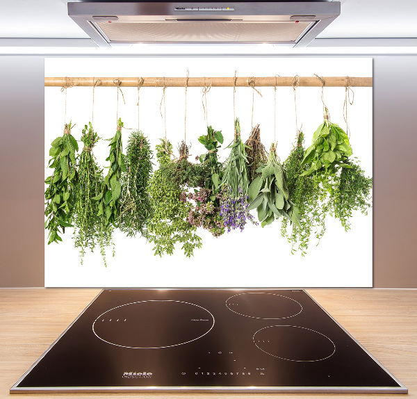 Cooker splashback Herbs on a string