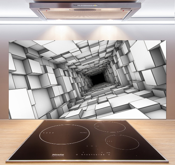 Glass splashback Tunnel from cubes